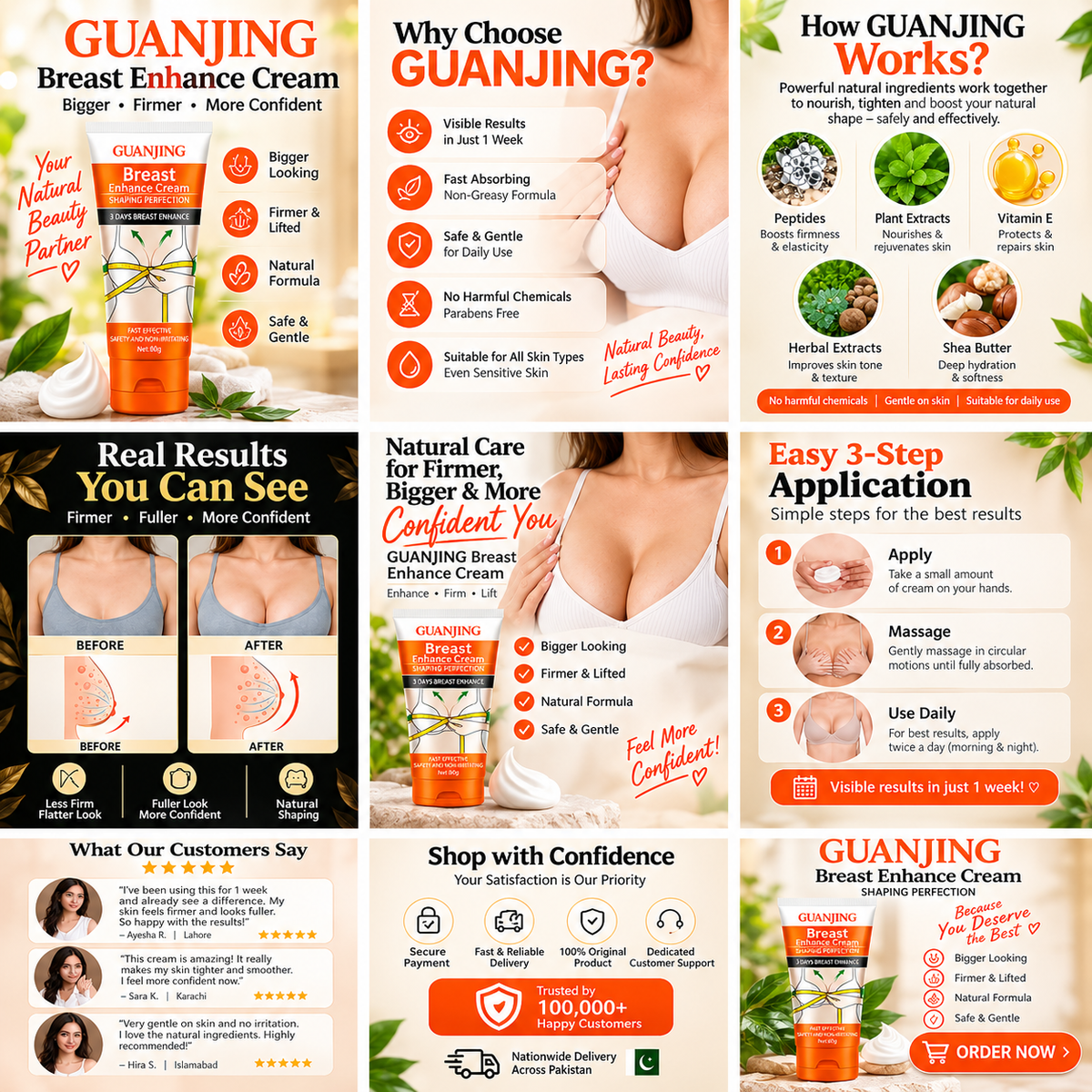 Guanjing Korean Breast Size Inrease Cream - 1 Week Action